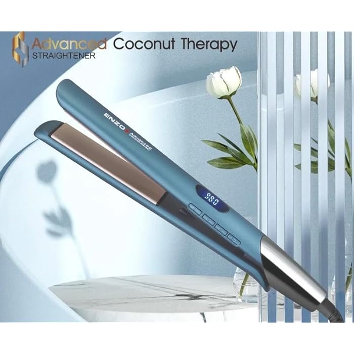 Hair Straightener Ceramic Hair Straightener Treatment with Walnut,Professional Hair,Salon Temperature Up to 980 Degrees Fahrenheit,EN-3863 - Image 4
